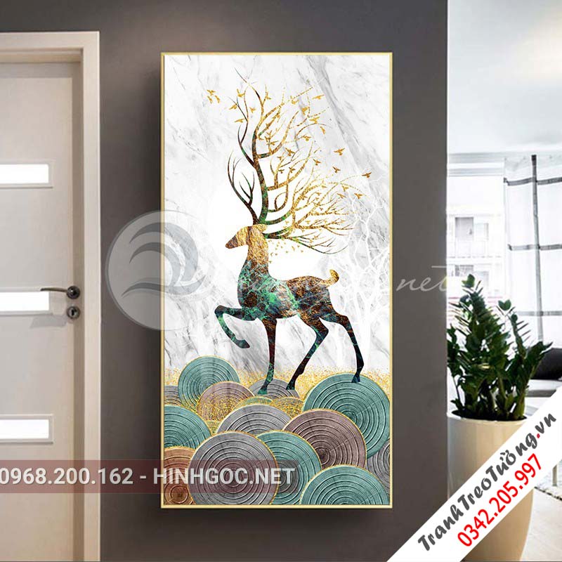 Tranh treo tường, đôi hươu bay, đá trừu tượng-XG-4152
