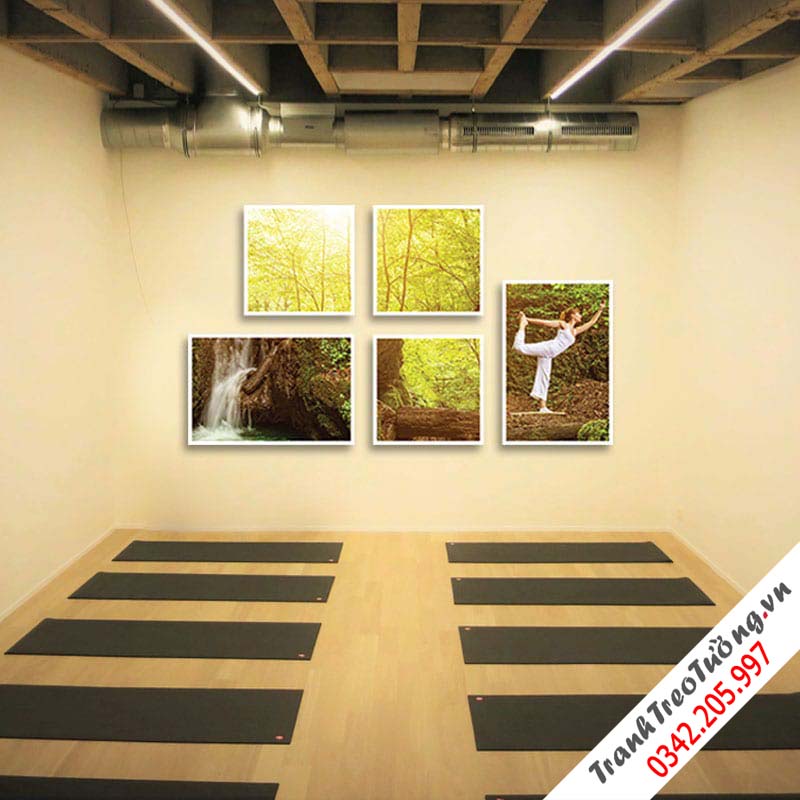 Bộ 5 tranh treo tường Yoga và thiên nhiên W1136 M3