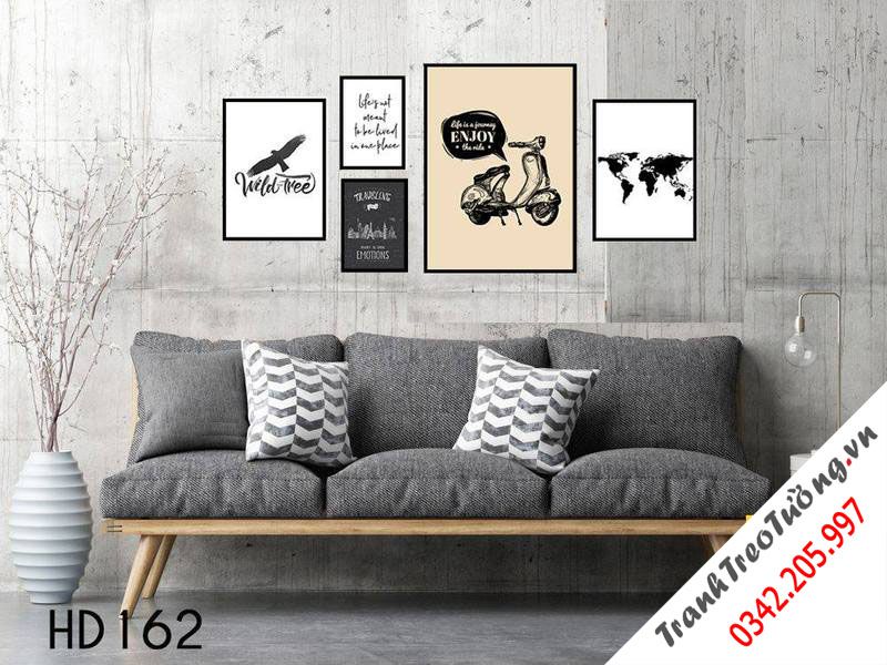 Bộ 5 Tranh Vespa, Bản Đồ Và Quotes Cổ Điển