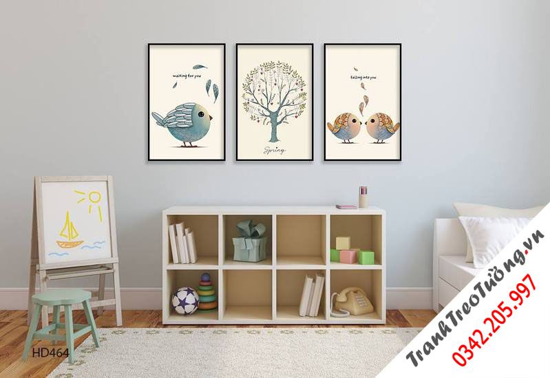 Bộ 3 Tranh Cây Và Những Chú Chim Nhỏ