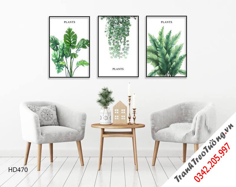 Bộ 3 Tranh Lá Cây Tươi Mát Ngày Hè