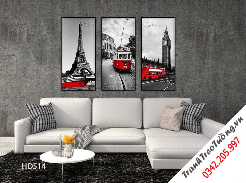 Bộ 3 Tranh Tháp Big Ben Và Tháp Eiffel