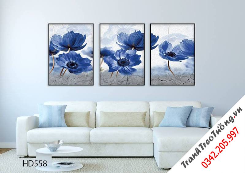 Bộ 3 Tranh Blue Flower