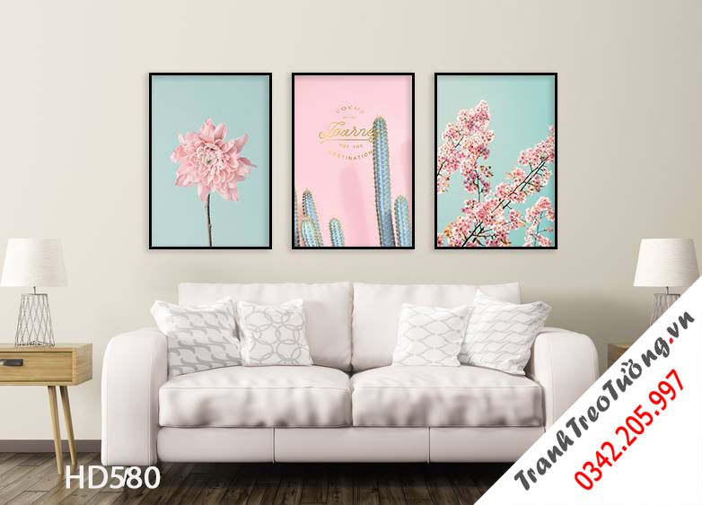 Bộ 3 Tranh Nhành Hoa Và Xương Rồng