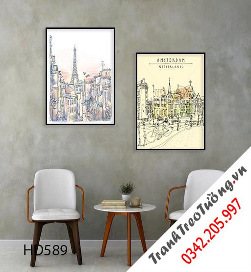 Bộ 2 Tranh Thành Phố Cổ Điển