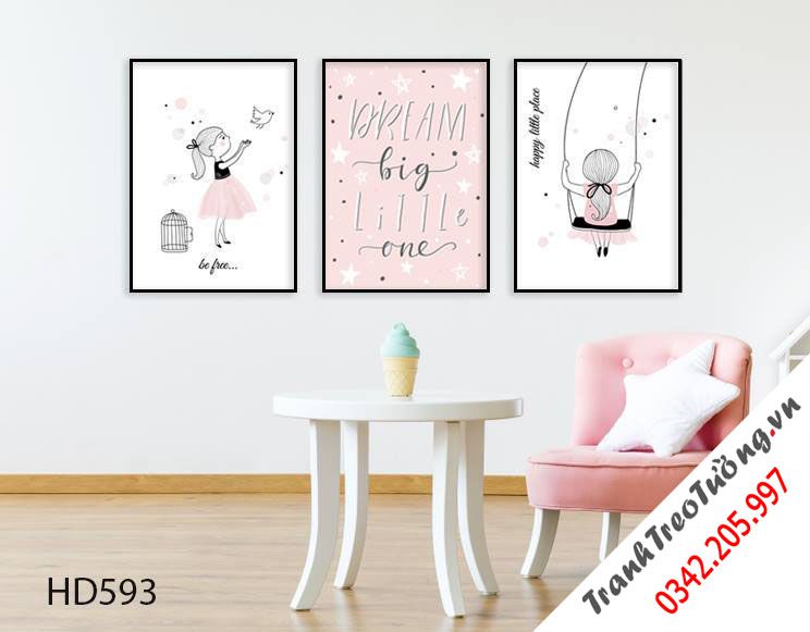 Bộ 3 Tranh Cô Gái Và Quotes Dream Big Little One