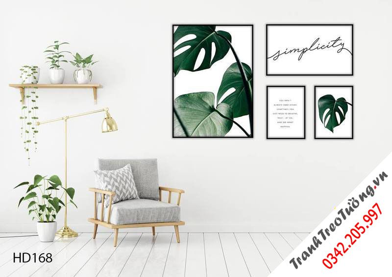 Bộ 4 Tranh Lá Cây Xanh Mát