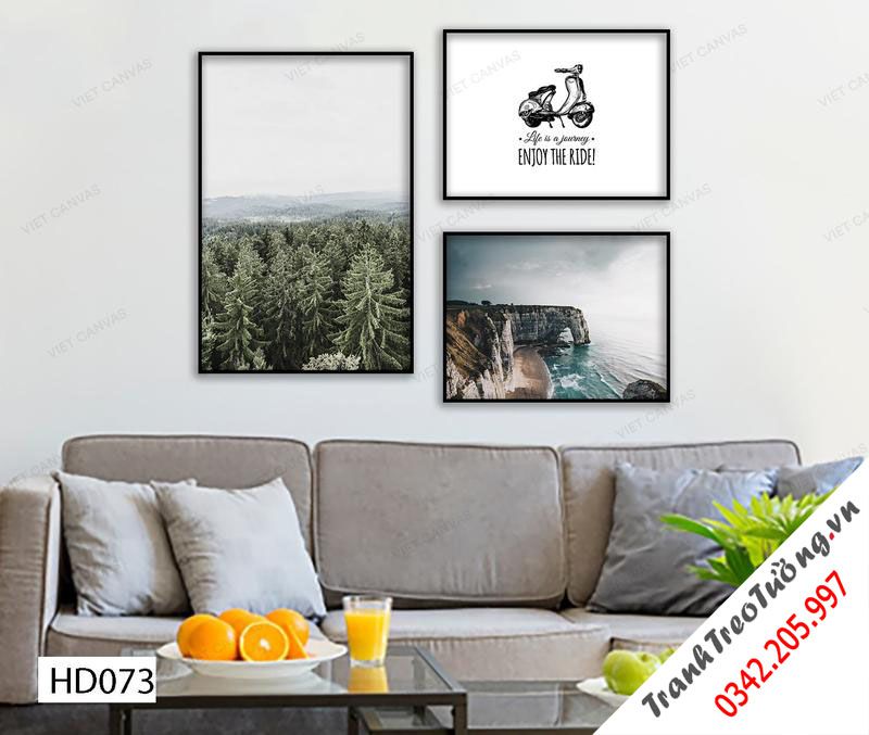 Bộ 3 Tranh Biển, Khu Rừng Và Quotes
