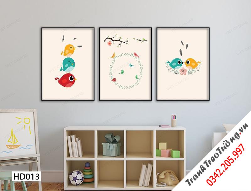 Bộ 3 Tranh Những Chú Chim Hạnh Phúc