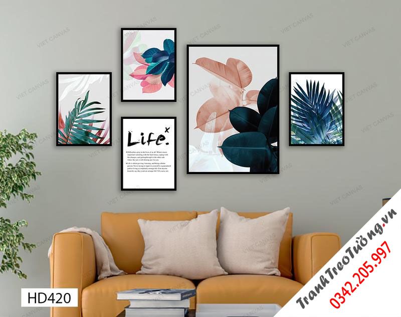 Bộ 5 Tranh Những Chiếc Lá Và Quotes