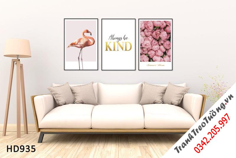 Bộ 3 Tranh Hoa, Hồng Hạc Và Quotes Always Be Kind
