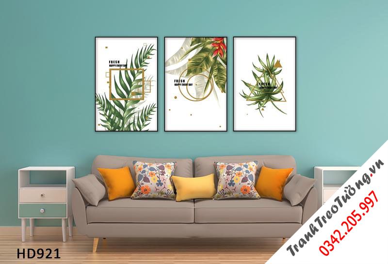 Bộ 3 Tranh Lá Cây Xanh