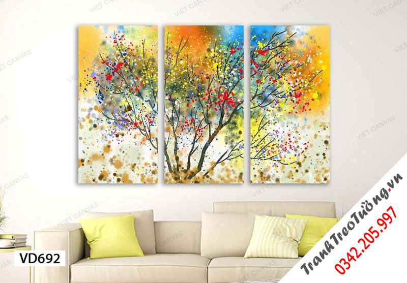 Bộ 3 Tranh Cây Sắc Màu Rực Rỡ