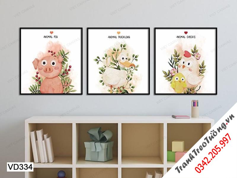 Bộ 3 Tranh Động Vật Dễ Thương