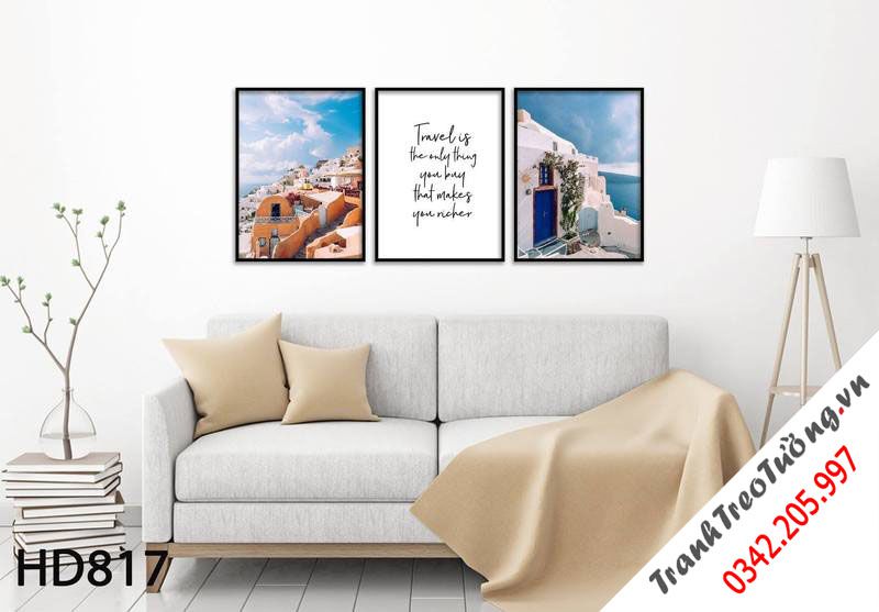 Bộ 3 Tranh Dải Nhà Bên Bãi Biển Và Quotes