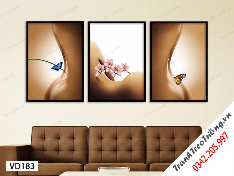 Bộ 3 Tranh Vẻ Đẹp Quyến Rũ Của Hoa Và Bướm