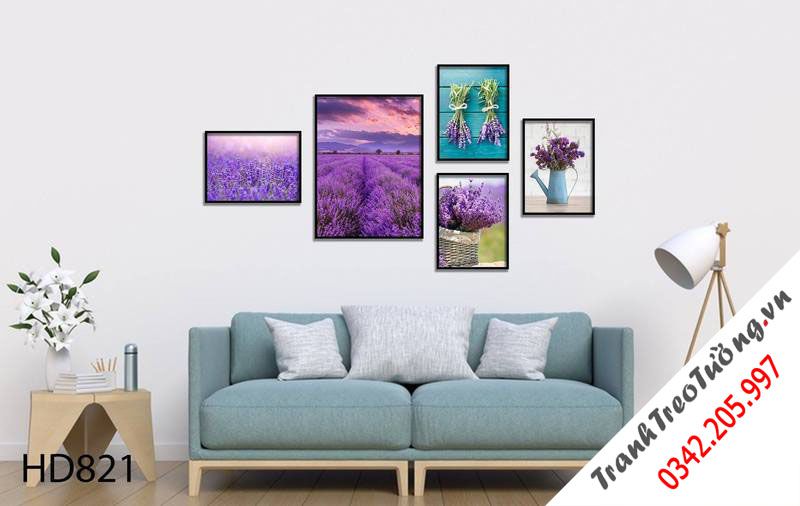 Bộ 5 Tranh Vườn Hoa Tím Mộng Mơ