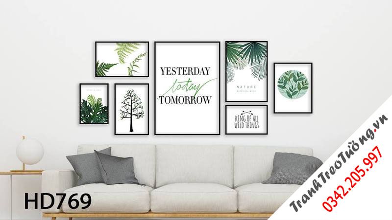 Bộ 7 Tranh Lá Cây Xanh Thiên Nhiên Và Quotes