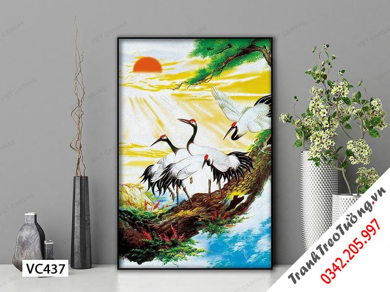 Tranh Bầy Hạc Đón Bình Minh
