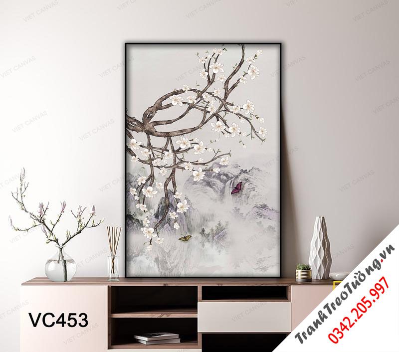 Tranh Cây Hoa Trắng Giữa Trời Mây