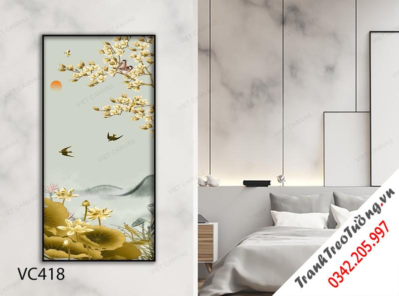 Tranh Chim Líu Lo Bên Đầm Sen