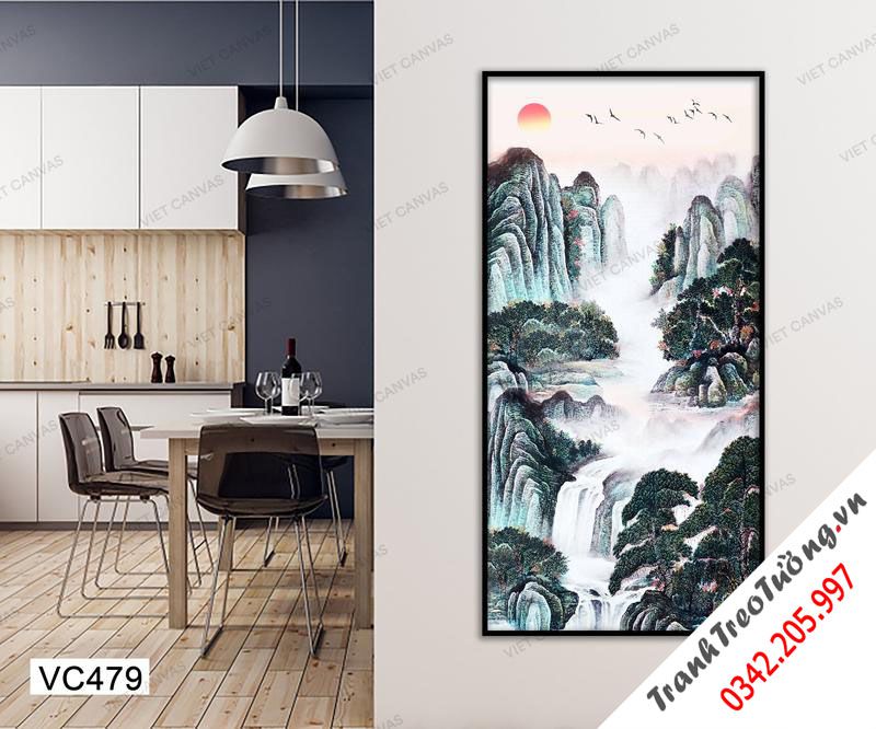 Tranh Rừng Núi Và Thác Nước