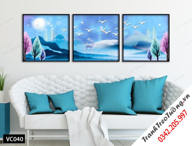 Bộ 3 Tranh Trăng Rọi Màn Đêm Băng Giá