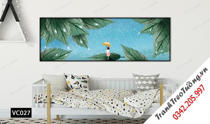 Tranh Cô Gái Cầm Ô Trên Dòng Sông