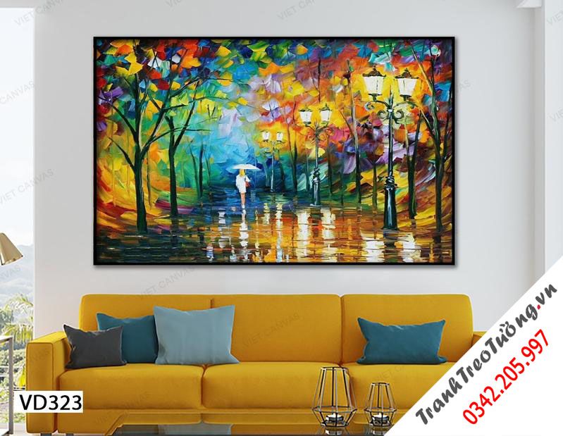 Tranh Cô Gái Dưới Rừng Cây Sắc Màu