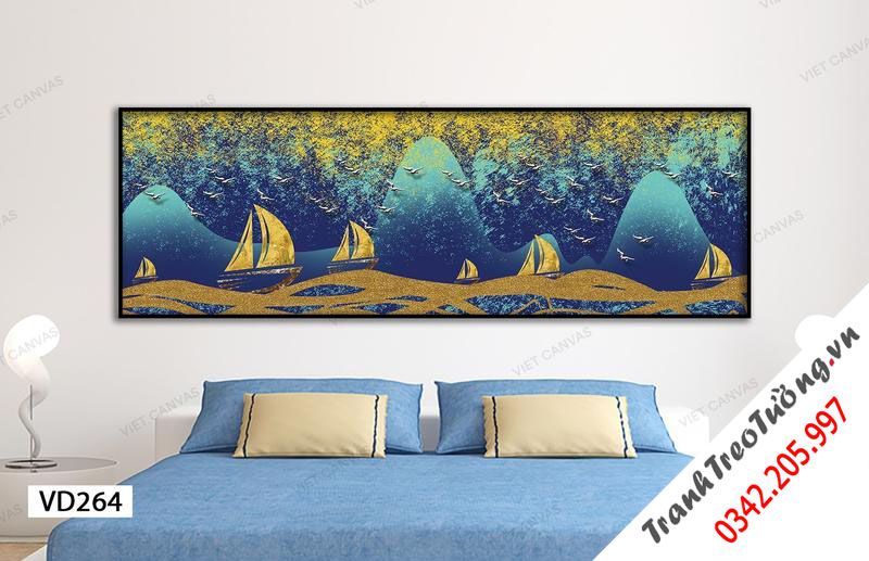 Tranh Đoàn Thuyền Nhấp Nhô Trên Biển