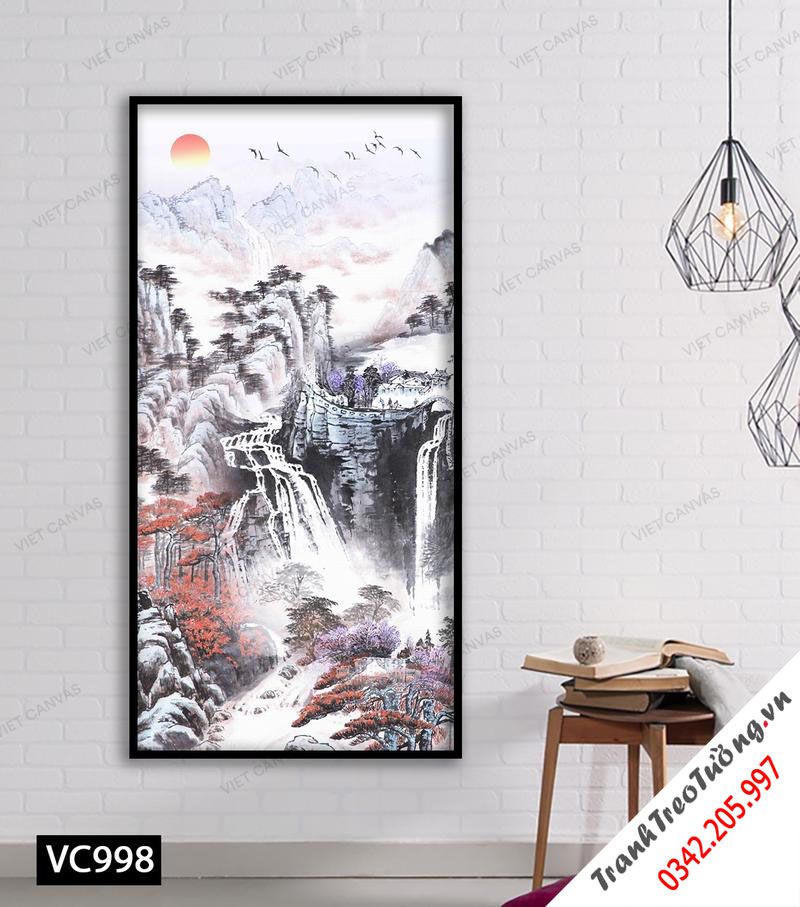 Tranh Thác Nước Trắng Xoá
