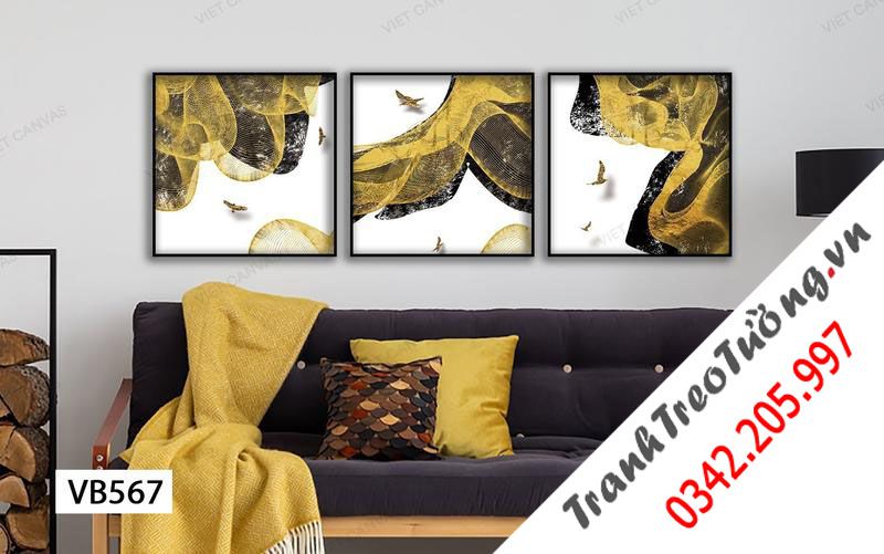 Bộ 3 Tranh Trừu Tượng Cánh Chim Giữa Trời Cao