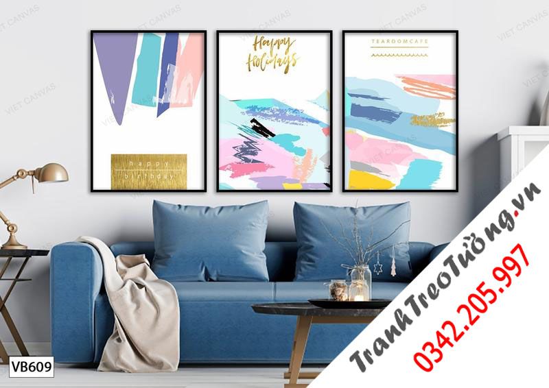 Bộ 3 Tranh Trừu Tượng Nhiều Màu Sắc