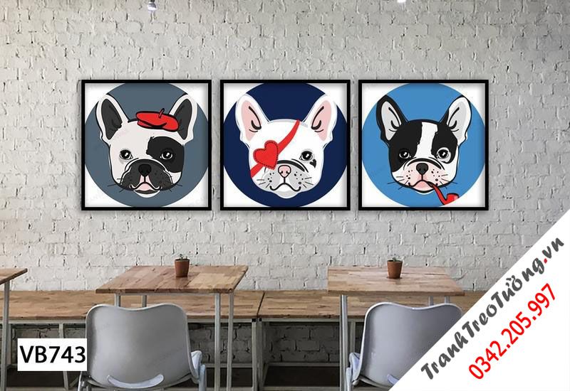 Bộ 3 Tranh Chân Dung Chó Pug