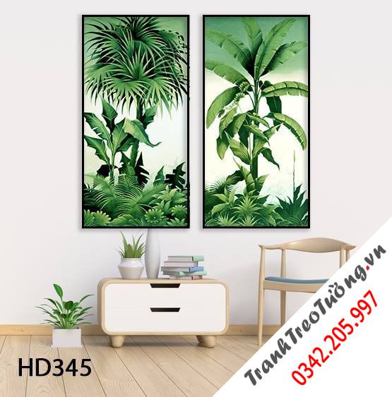 Bộ 2 Tranh Lá Chuối Xanh