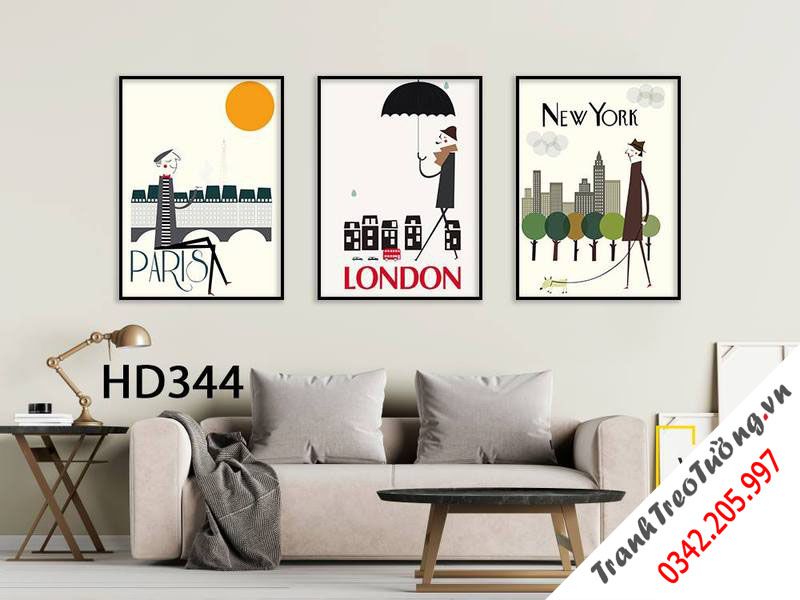 Bộ 3 Tranh Paris, London, New York