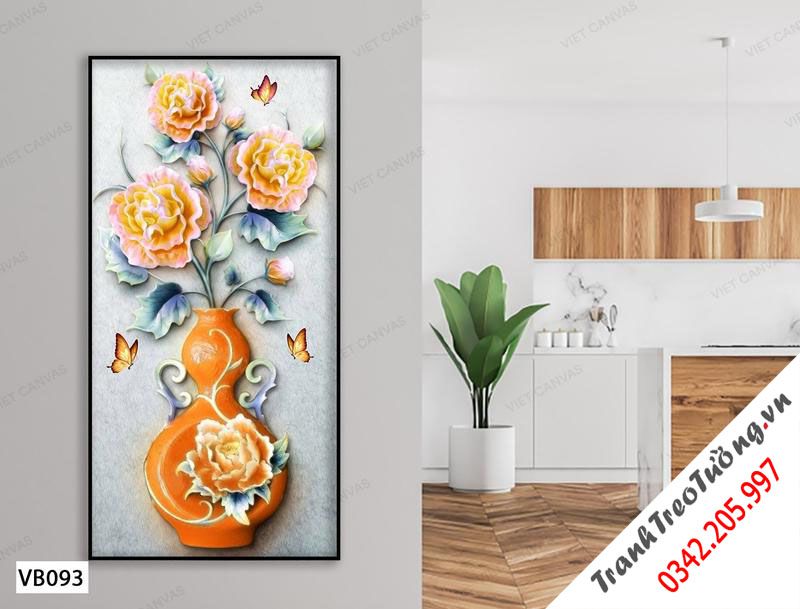 Tranh Bình Hoa Màu Cam Rực Rỡ