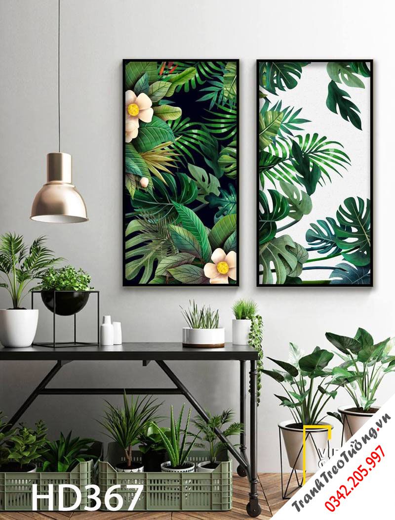 Bộ 2 Tranh Lá Xanh Mát Dịu