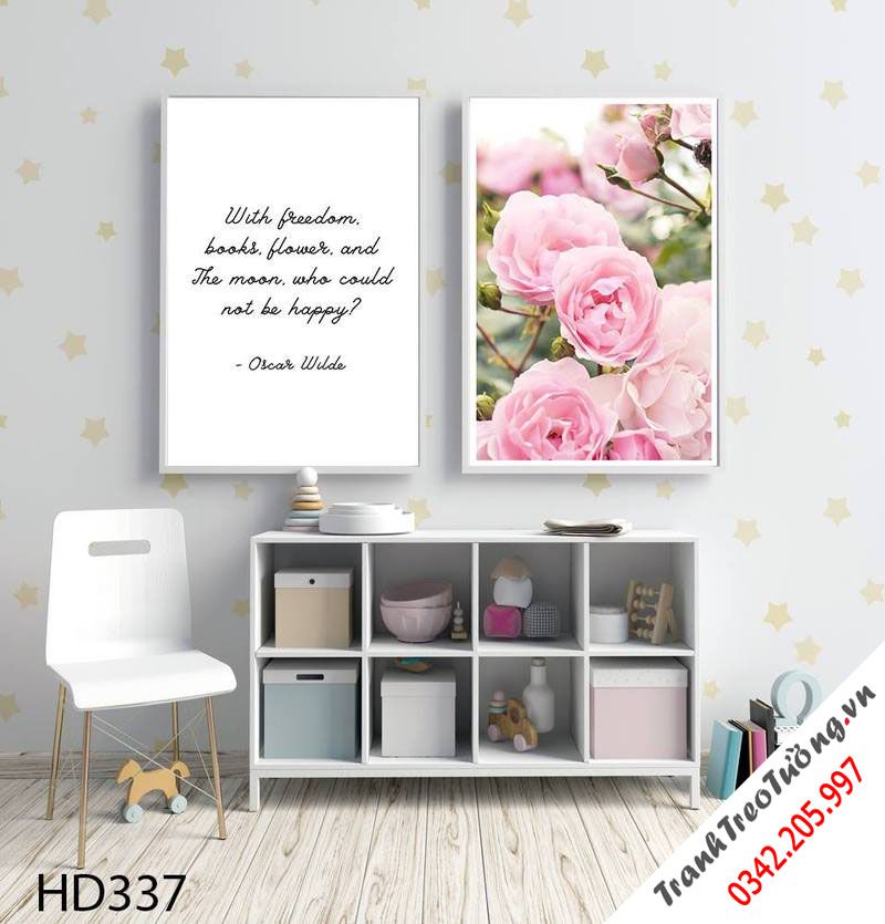 Bộ 2 Tranh Mẫu Đơn Và Quotes