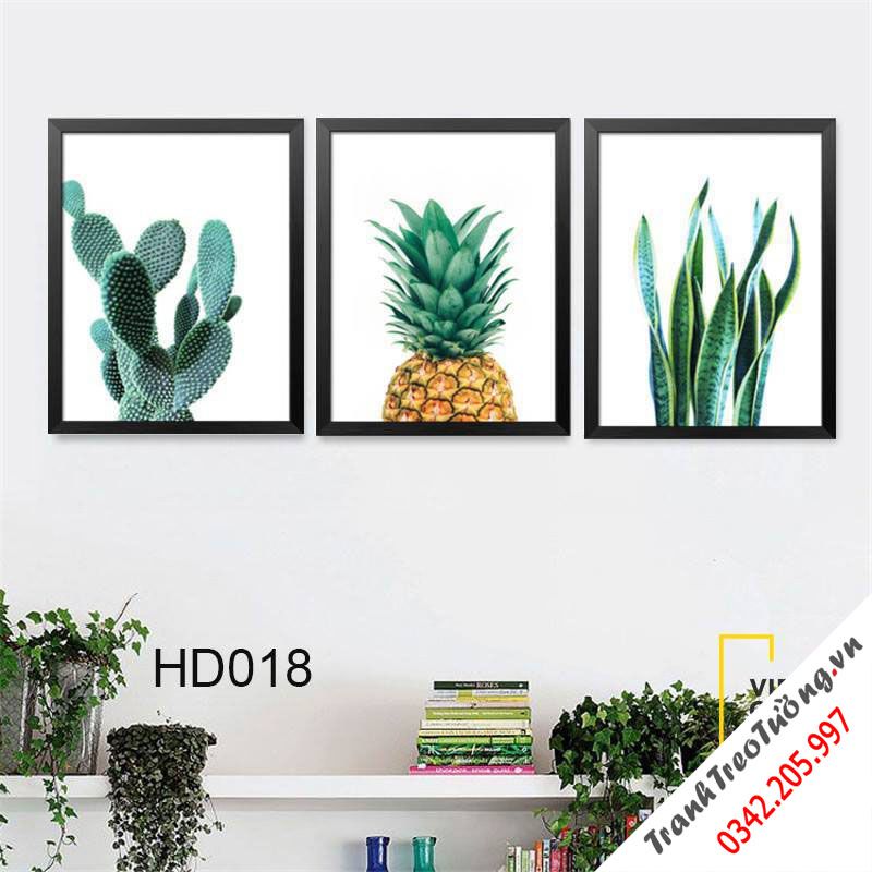 Bộ 3 Tranh Xương Rồng Và Trái Dứa