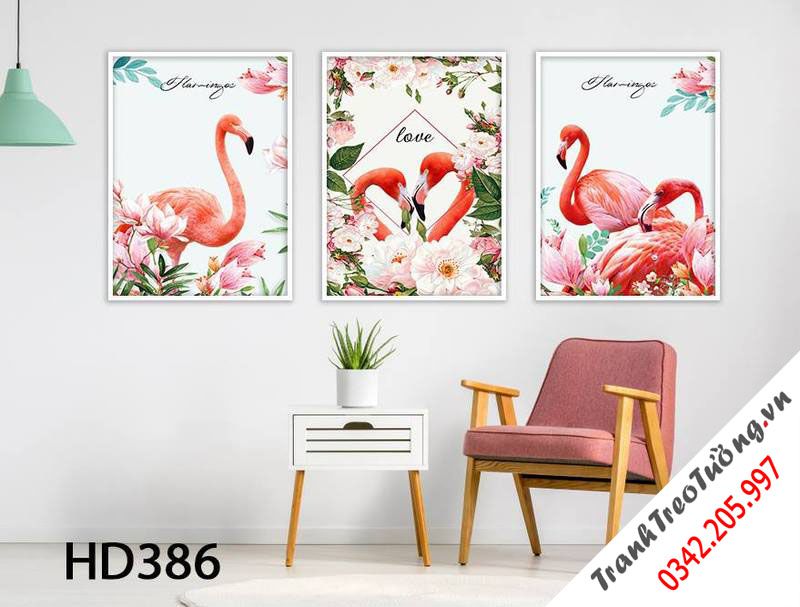 Bộ 3 Tranh Hồng Hạc Uyên Ương
