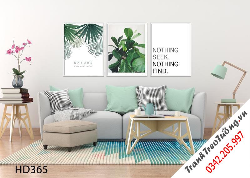 Bộ 3 Tranh Lá Cây Và Quotes Nothing Seek Nothing Find