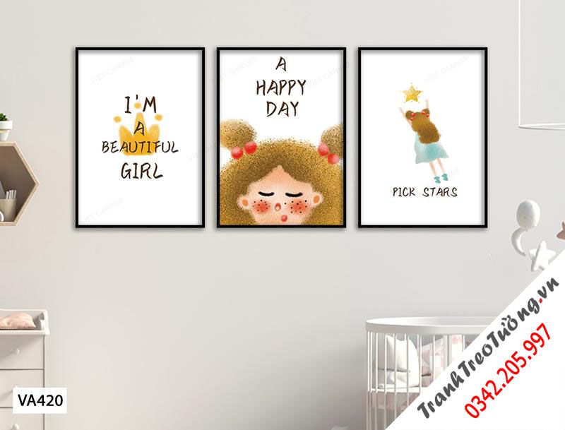 Bộ 3 Tranh Quotes A Happy Day