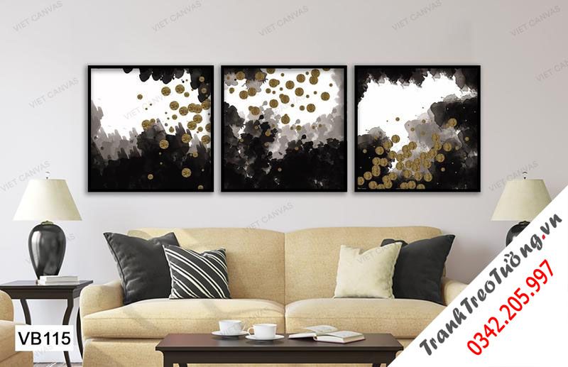 Bộ 3 Tranh Trừu Tượng Chấm Vàng