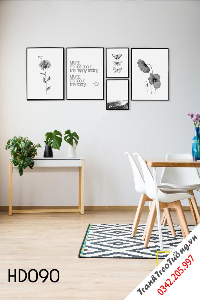 Bộ 5 Tranh Hoa, Bướm Và Quotes