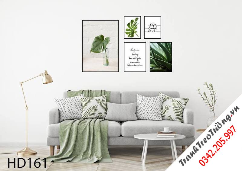 Bộ 5 Tranh Lá Cây, Nha Đam Và Quotes