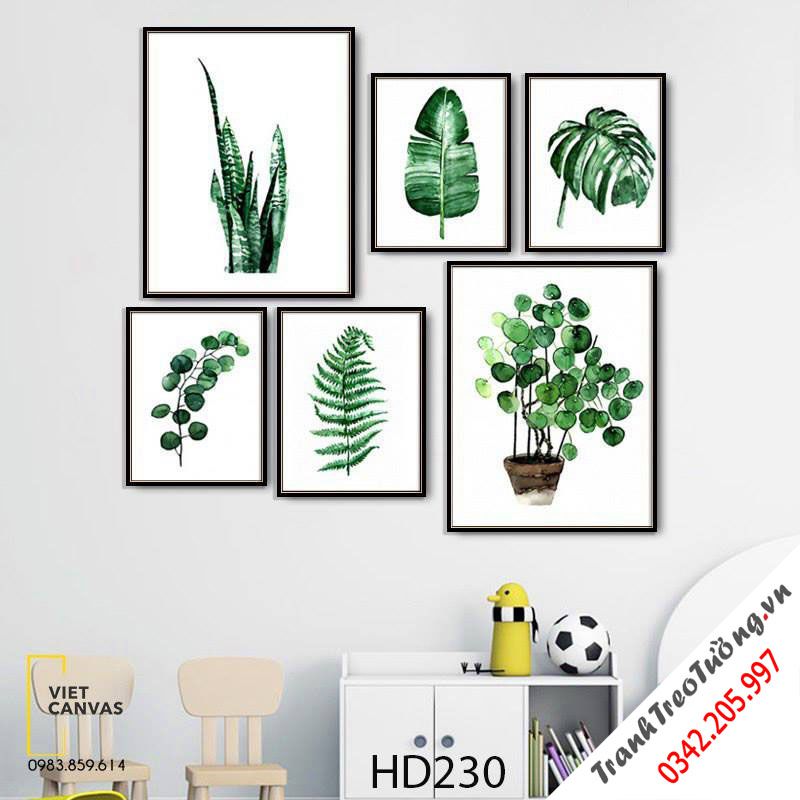 Bộ 6 Tranh Lá Cây Tươi Xanh