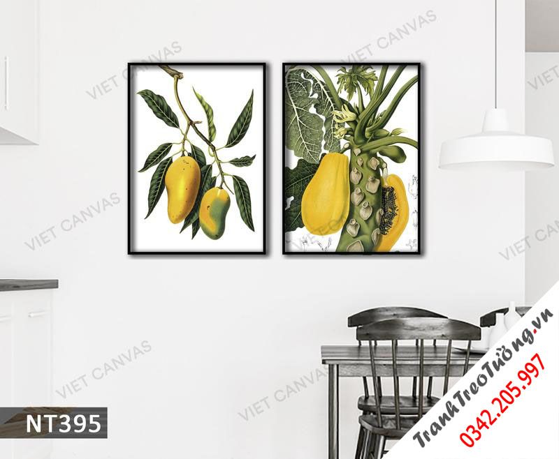 Bộ 2 Tranh Cây Đu Đủ Và Nhành Xoài