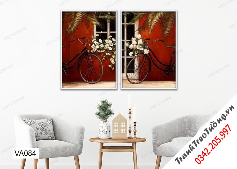 Bộ 2 Tranh Xe Đạp Bên Cửa Sổ