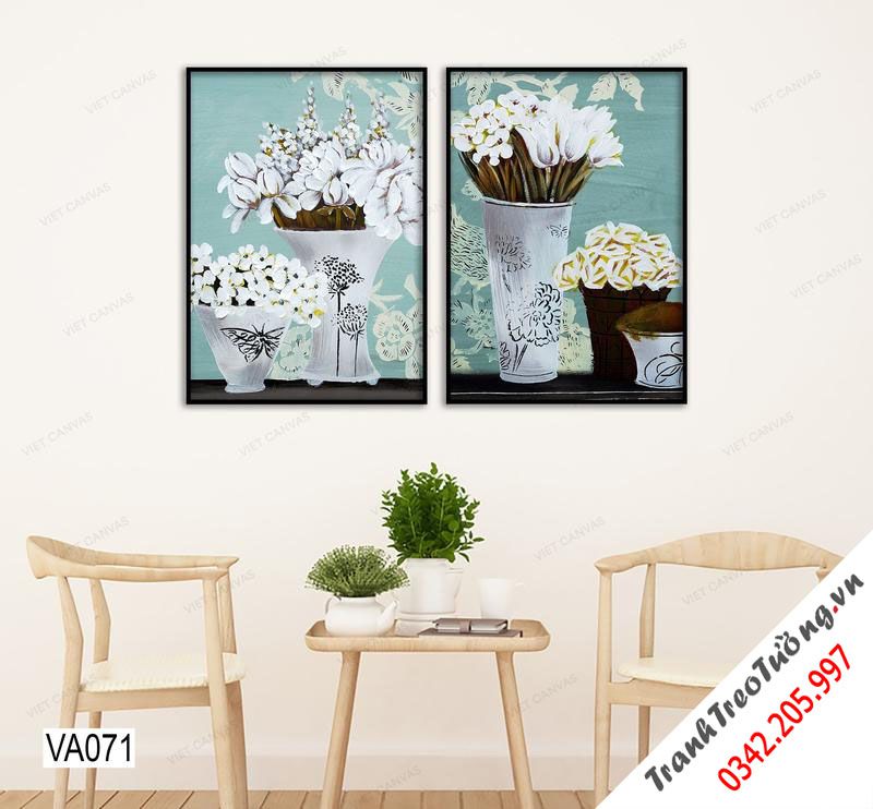 Bộ 2 Tranh Chậu Hoa Trắng